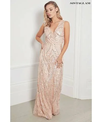 Embellished Sleeveless Maxi Dress Blush Pink