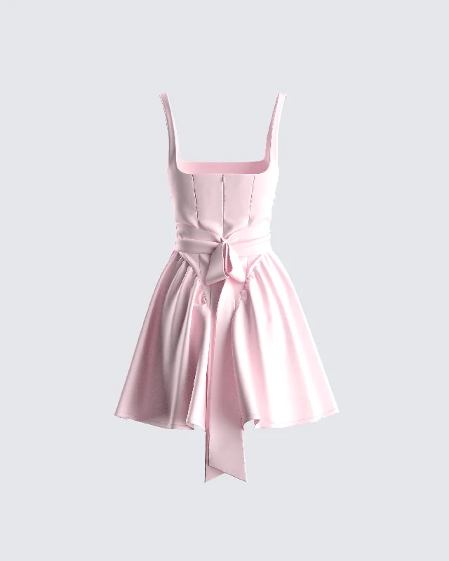 Emi Pink Bow Mini Dress