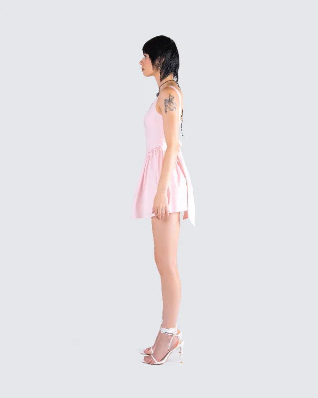 Emi Pink Bow Mini Dress