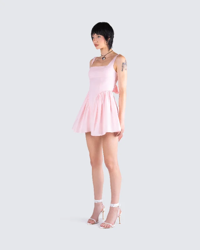 Emi Pink Bow Mini Dress