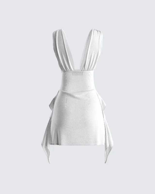 Enzo White Chiffon Mini Dress