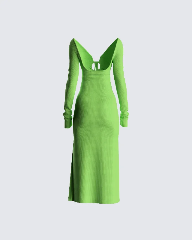 Esme Ribbed Jersey Long Sleeve Midi Dress