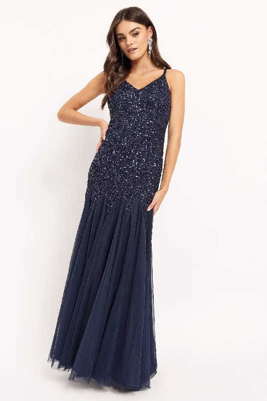 Fish Tail Maxi Dress Navy