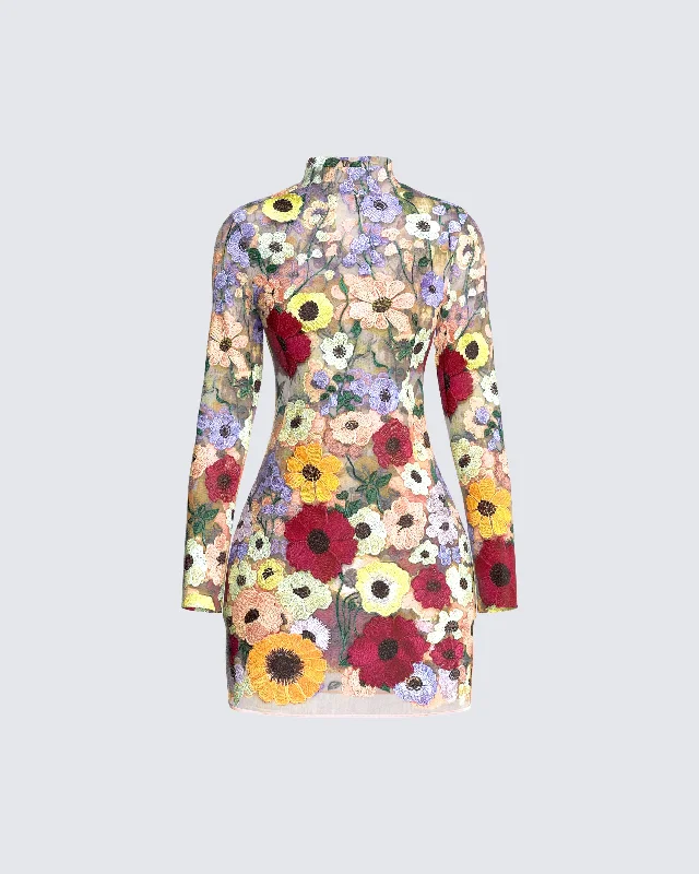 Flora Sunny Flower Mini Dress