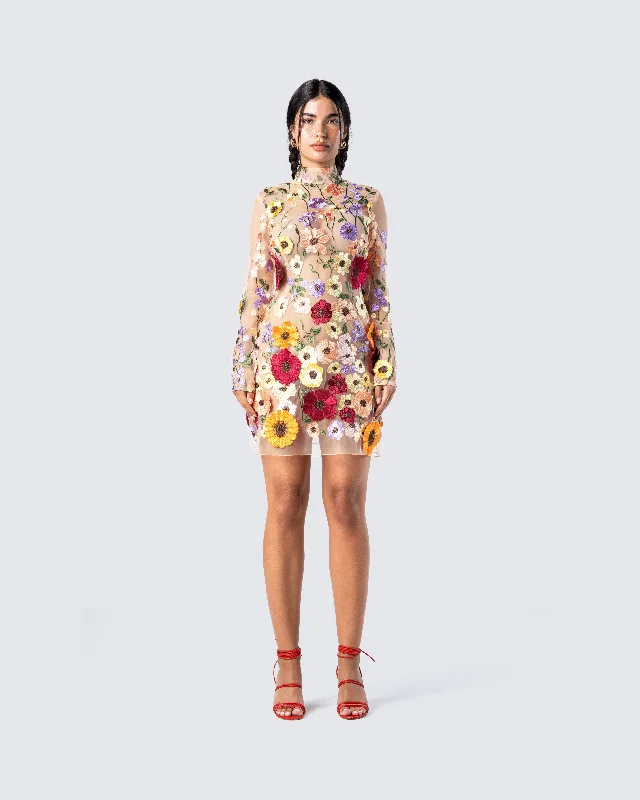 Flora Sunny Flower Mini Dress