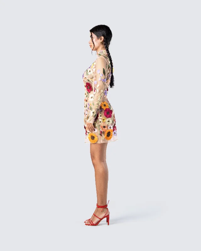 Flora Sunny Flower Mini Dress