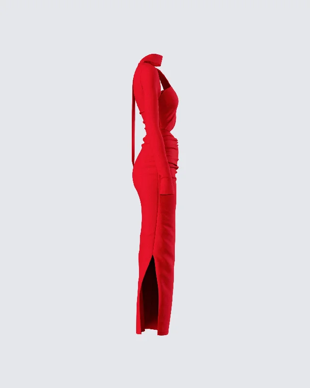 Gabrielle Red Jersey Midi Dress