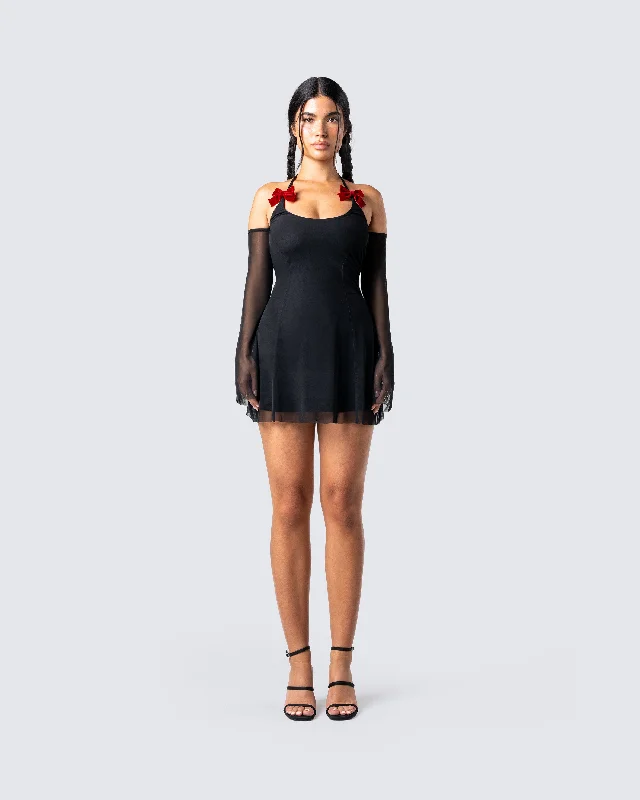 Ginny Black Mesh Mini Dress