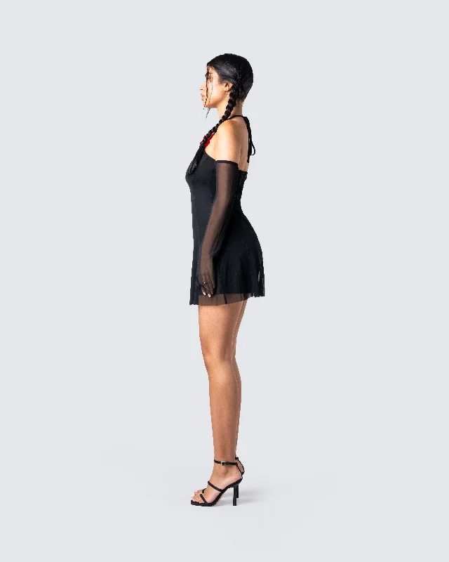 Ginny Black Mesh Mini Dress