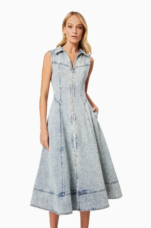 Giselle Denim Midi Dress in Blue