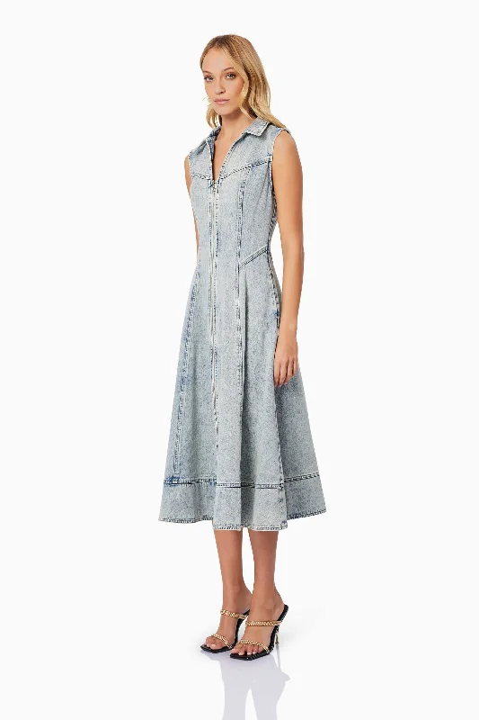 Giselle Denim Midi Dress in Blue