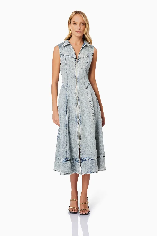 Giselle Denim Midi Dress in Blue