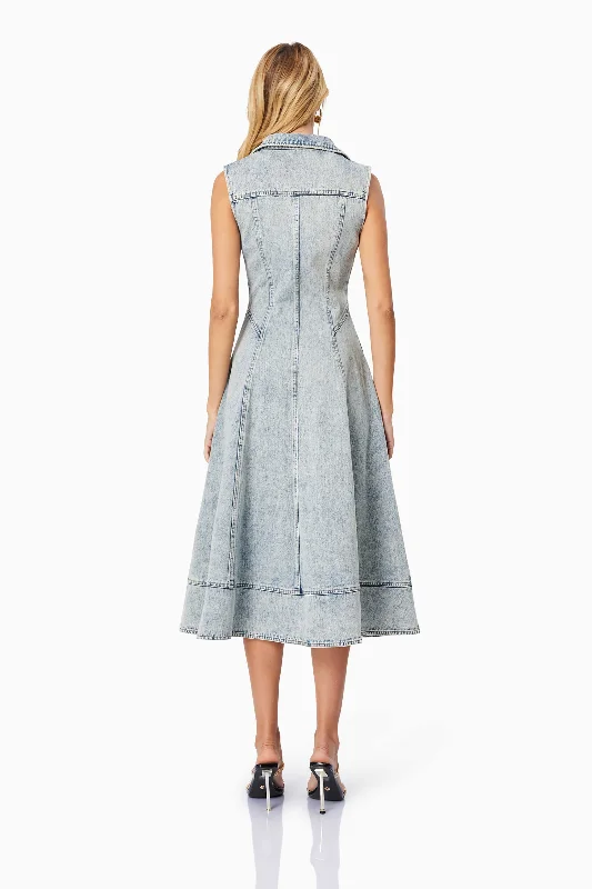 Giselle Denim Midi Dress in Blue