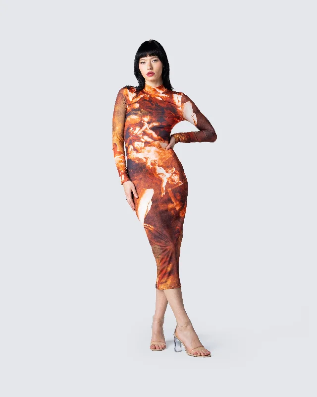 Gwen Renaissance Print Midi Dress