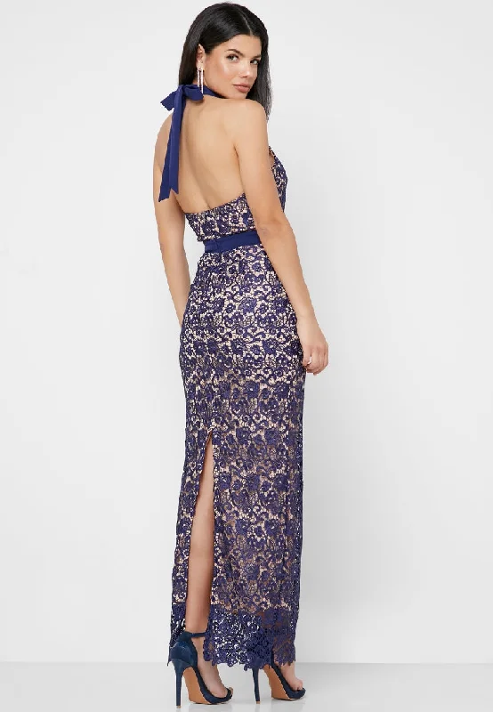 Halter Neck Lace Maxi Dress