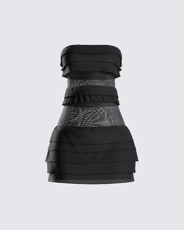 Issa Black Tiered Mini Dress