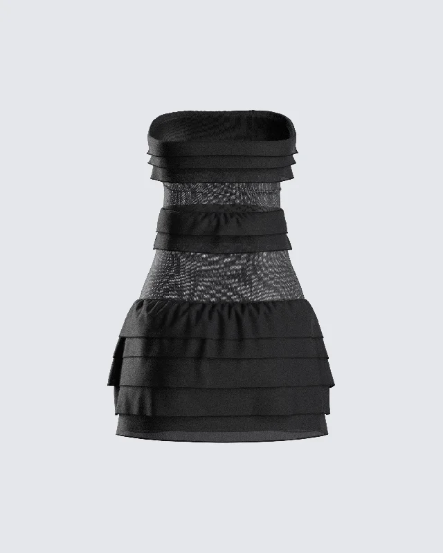 Issa Black Tiered Mini Dress