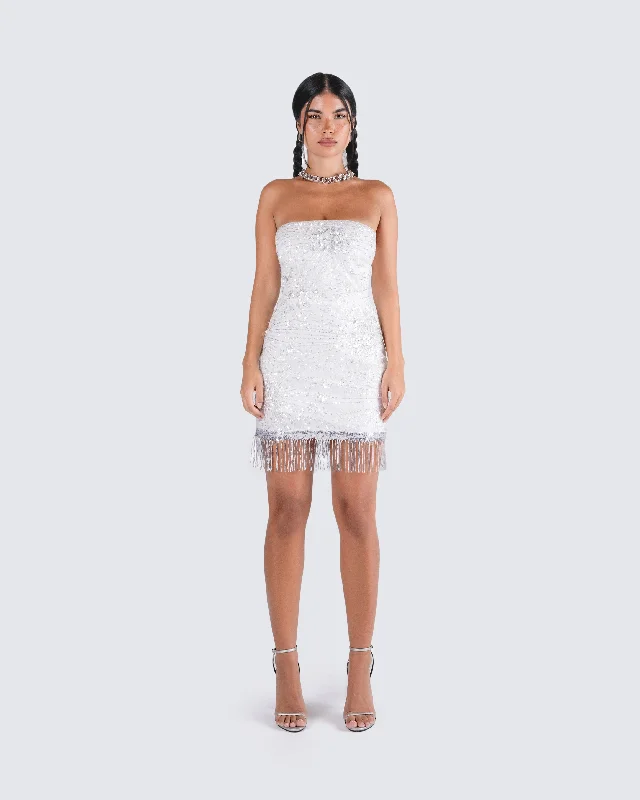 Jocelyn White Sequin Mini Dress