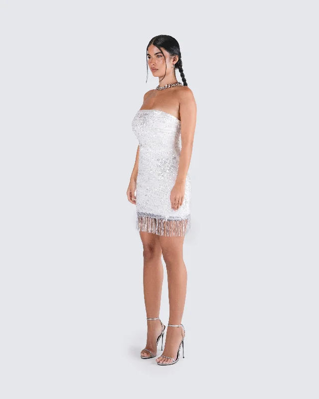 Jocelyn White Sequin Mini Dress