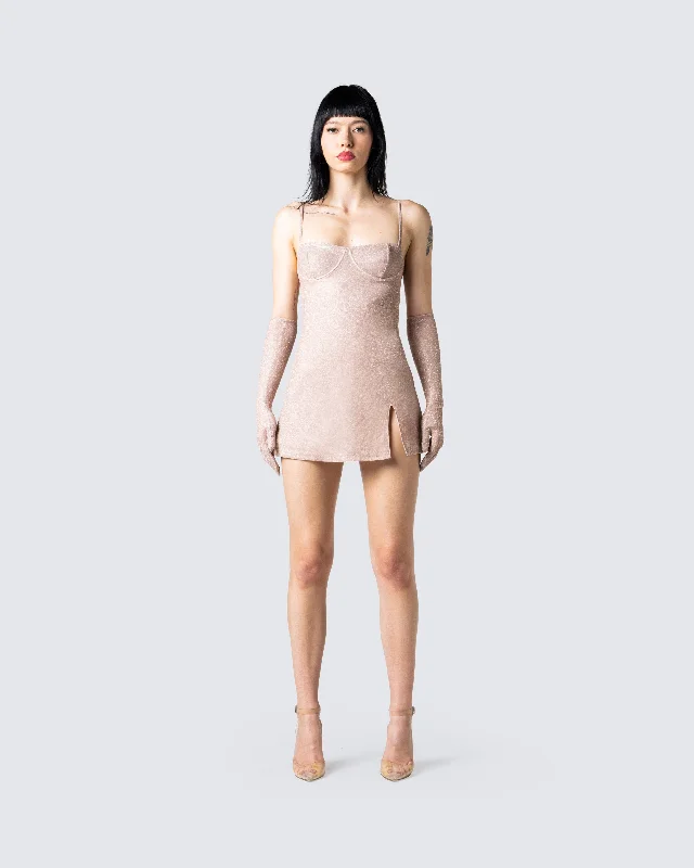 Jone Shimmer Mini Dress & Gloves