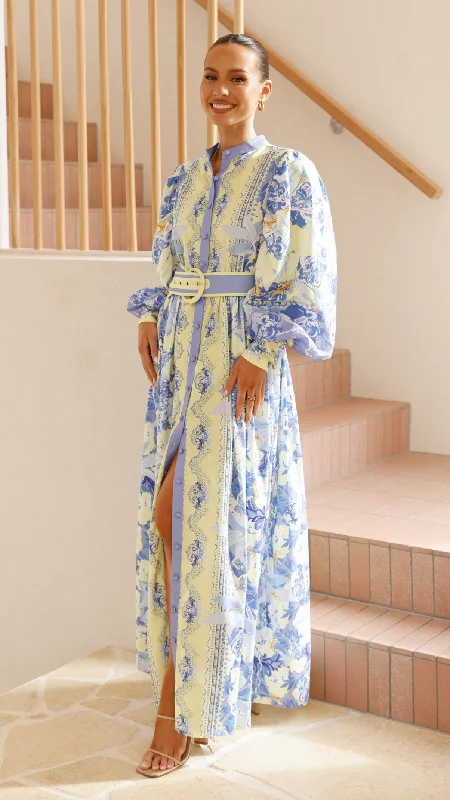 Kalliope Maxi Dress - Blue/Yellow