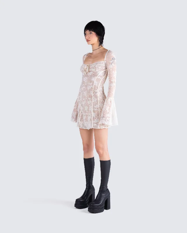 Kavita Ivory Lace Mini Dress