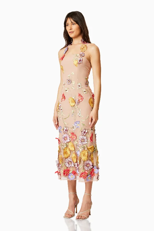 Lark Floral Midi Dress In Multi