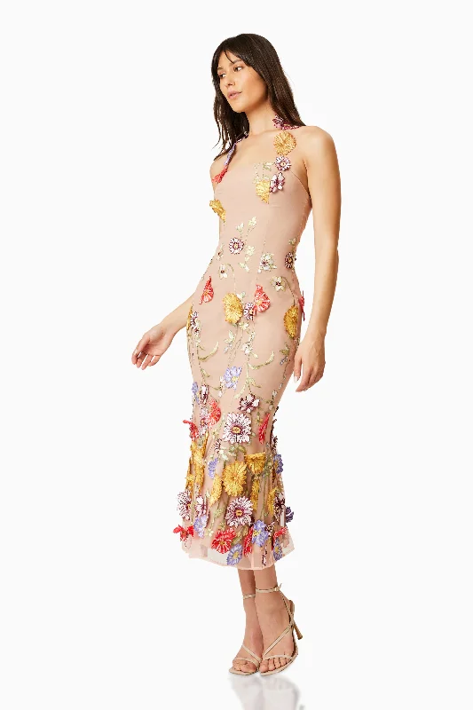 Lark Floral Midi Dress In Multi