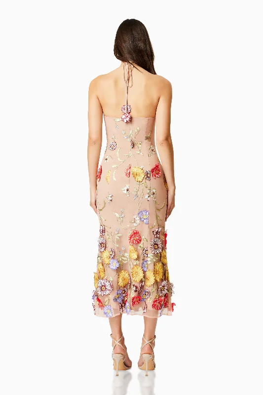 Lark Floral Midi Dress In Multi