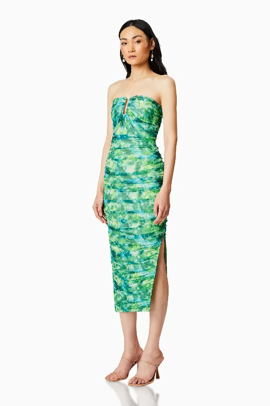 Larkspur Fitted Midi Dress In Green