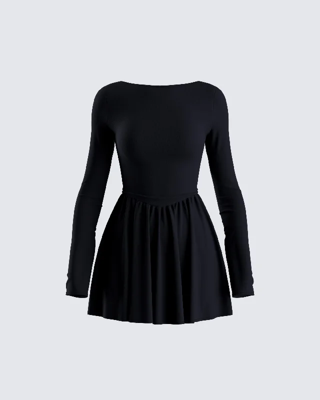 Leen Black Low Back Mini Dress