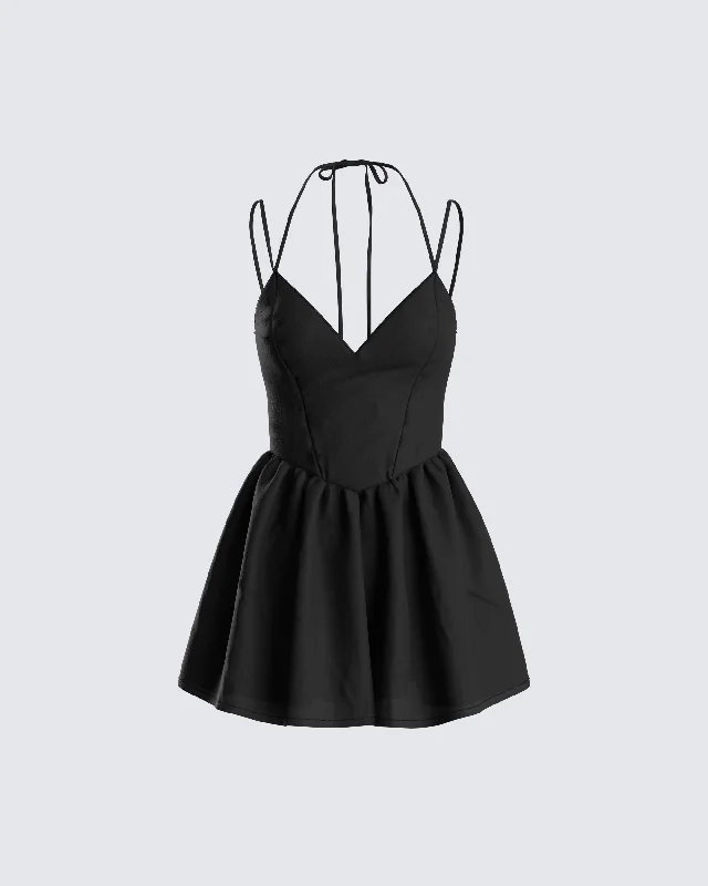 Lorella Black Poplin Mini Dress