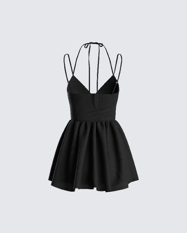 Lorella Black Poplin Mini Dress