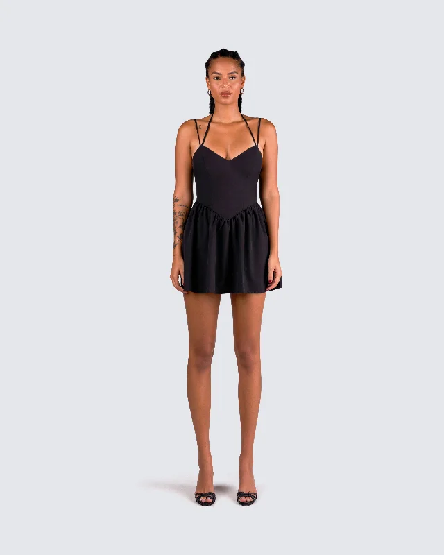 Lorella Black Poplin Mini Dress