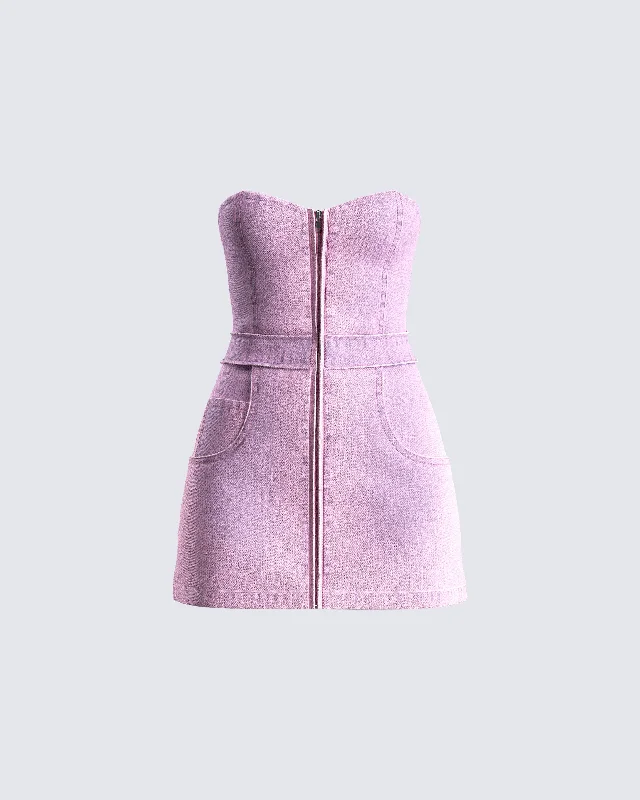 Malena Pink Denim Mini Dress