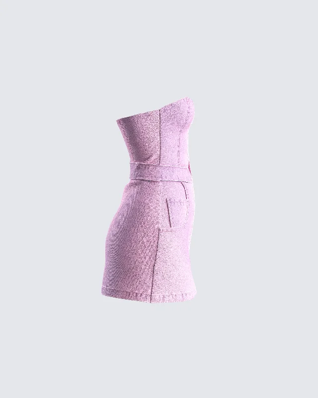 Malena Pink Denim Mini Dress