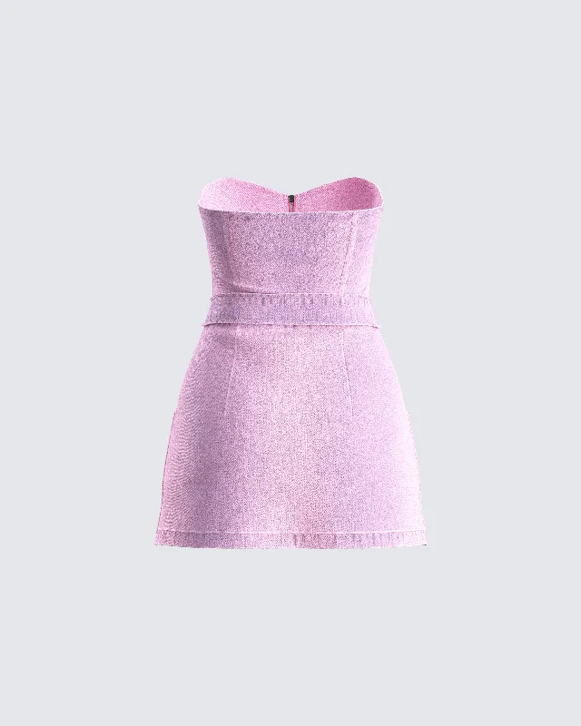 Malena Pink Denim Mini Dress