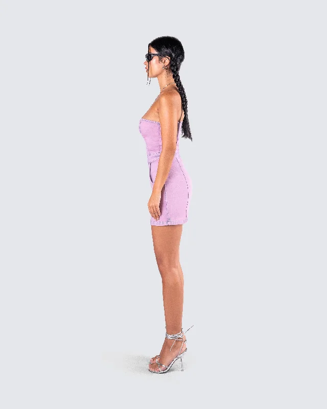 Malena Pink Denim Mini Dress