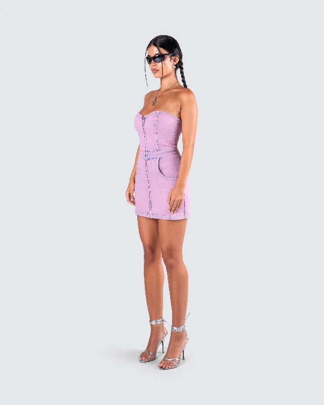 Malena Pink Denim Mini Dress