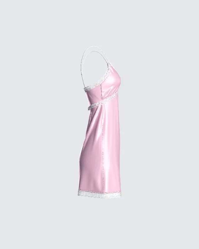 Marsha Pink Satin Mini Dress