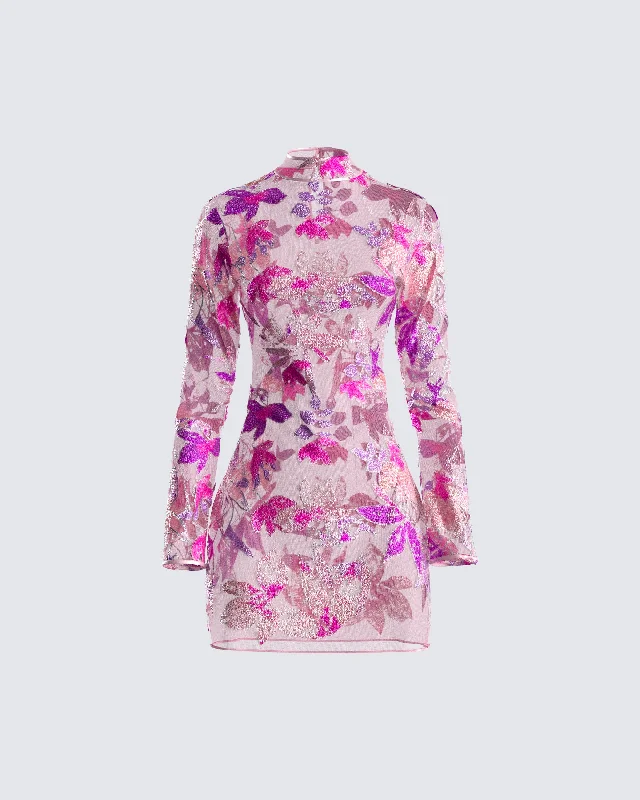 Marta Pink Floral Mini Dress