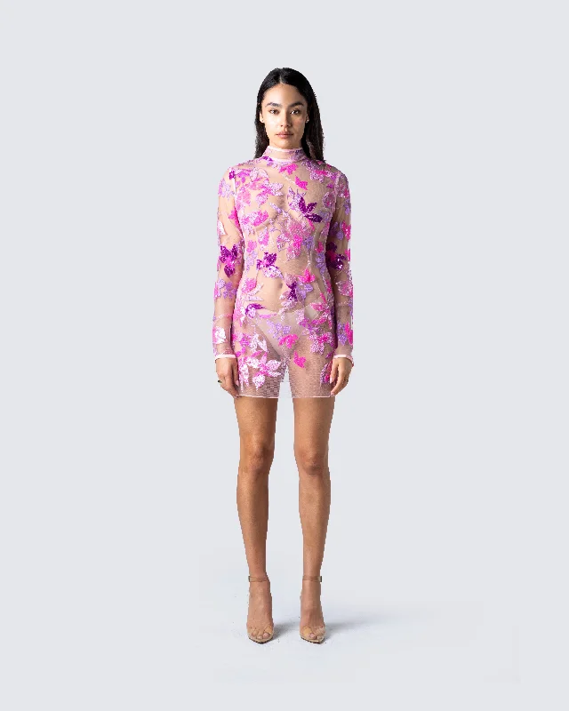 Marta Pink Floral Mini Dress