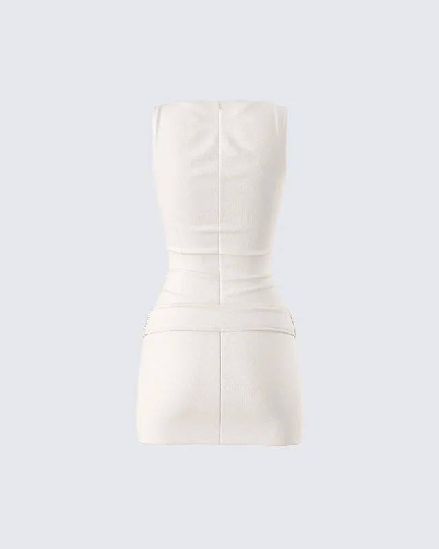 Matiyah Ivory Belted Micro Mini Dress