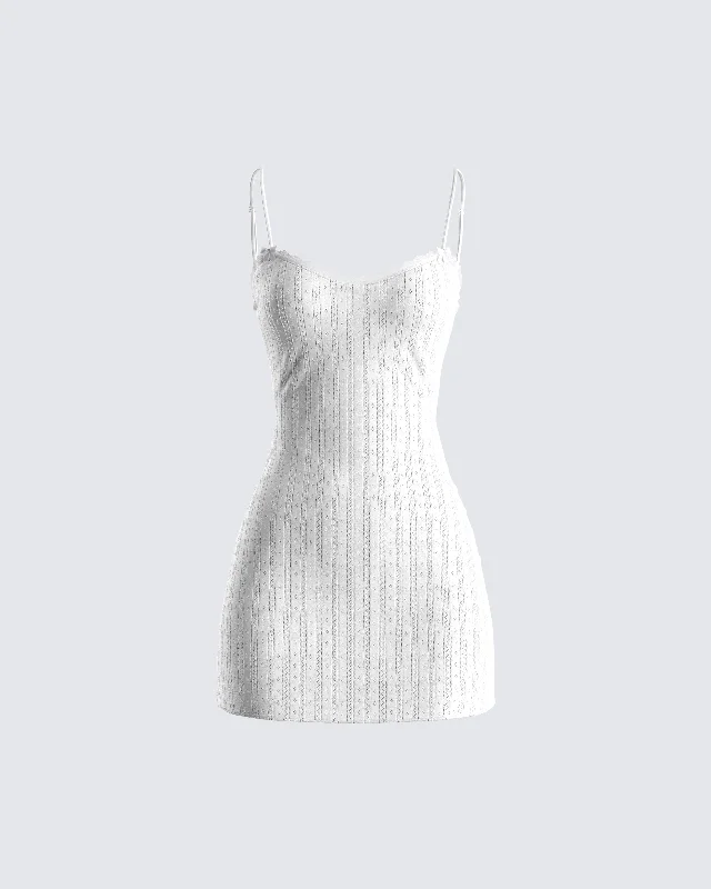 Mazi White Pointelle Mini Dress