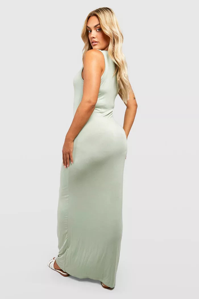 Mint Racer Neck Maxi Jersey Dress