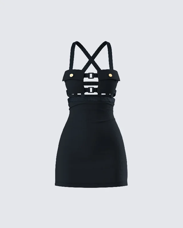 Miranda Black Ponte Mini Dress