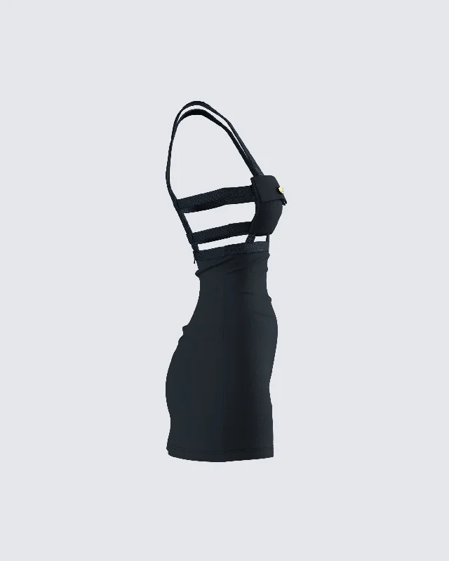 Miranda Black Ponte Mini Dress