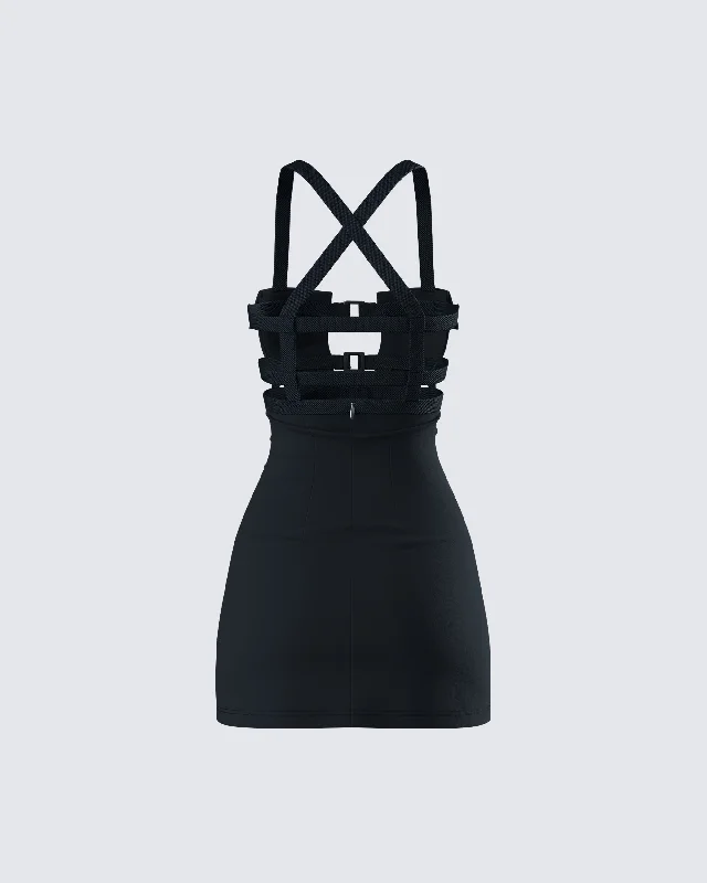 Miranda Black Ponte Mini Dress