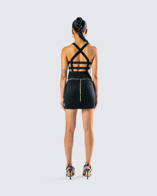 Miranda Black Ponte Mini Dress