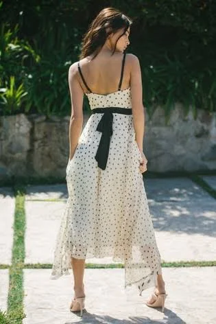 Monochrome Polka Dot Maxi Dress